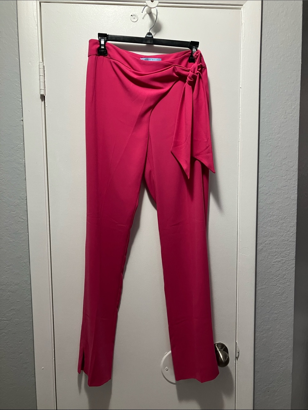 ANTONIO MELANI Bright Pink Tie-Waist Straight-Leg Pants